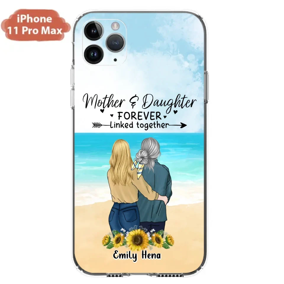 Custom Personalized Mom & Daughter Phone Case - Mother's Day Gift Idea From Daughter - Mother & Daughter Forever Linked Together - Cases For iPhone/Samsung