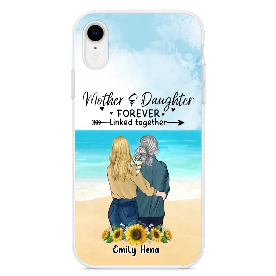 Custom Personalized Mom & Daughter Phone Case - Mother's Day Gift Idea From Daughter - Mother & Daughter Forever Linked Together - Cases For iPhone/Samsung