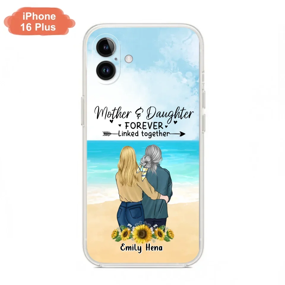 Custom Personalized Mom & Daughter Phone Case - Mother's Day Gift Idea From Daughter - Mother & Daughter Forever Linked Together - Cases For iPhone/Samsung