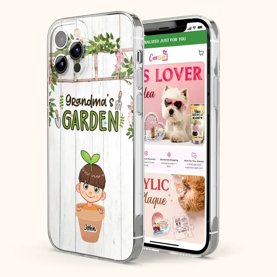 Custom Personalized Grandma's Garden Phone Case - Gift Idea For Grandma/ Mother's Day Gift - Up to 10 Kids - Case For iPhone And Samsung