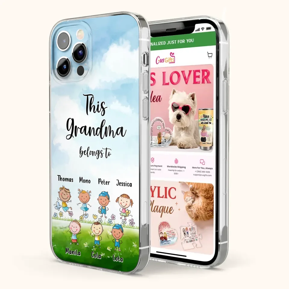 Custom Personalized Grandma Phone Case - Gift Idea For Grandma/Mother's Day - Upto 7 Kids - This Grandma Belongs To - Case For iPhone & Samsung