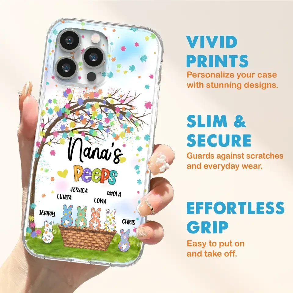 Custom Personalized Nana's Peeps Phone Case- Gift Idea For Easter Day - Upto 6 Bunnies - Nana's Peeps - Cases For iPhone & Samsung