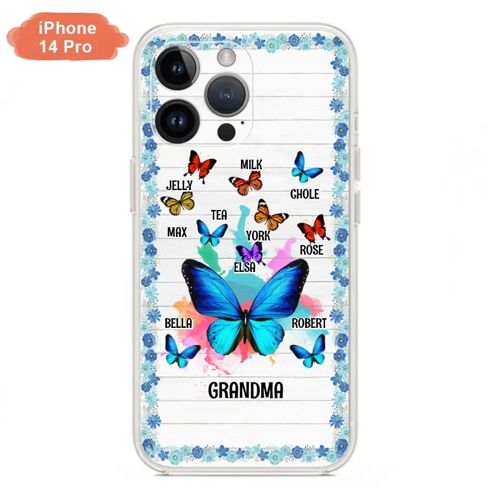 Custom Personalized Butterfly Grandma iPhone/ Samsung Phone Case - Up to 10 Kid's Name - Mother's Day Gift Idea For Grandma