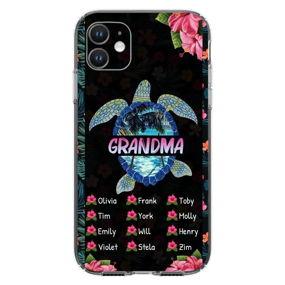 Custom Personalized Turtle Grandma iPhone/ Samsung Phone Case - Up to 12 Kid's Name - Mother's Day Gift Idea For Grandma