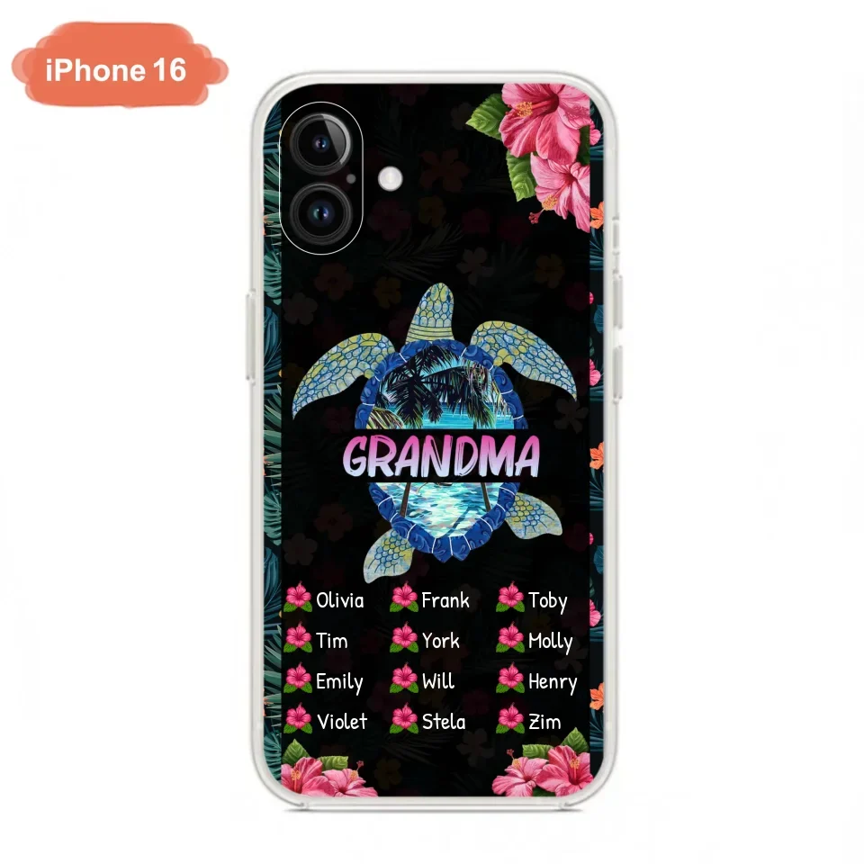 Custom Personalized Turtle Grandma iPhone/ Samsung Phone Case - Up to 12 Kid's Name - Mother's Day Gift Idea For Grandma