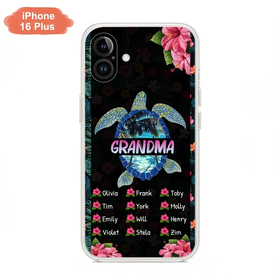 Custom Personalized Turtle Grandma iPhone/ Samsung Phone Case - Up to 12 Kid's Name - Mother's Day Gift Idea For Grandma