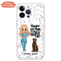 Custom Personalized Nurse Dog Mom Phone Case - Upto 5 Dogs - Gift Idea For Dog Lover - Rockin' The Dog Mom And Nurse Life - Case For iPhone And Samsung
