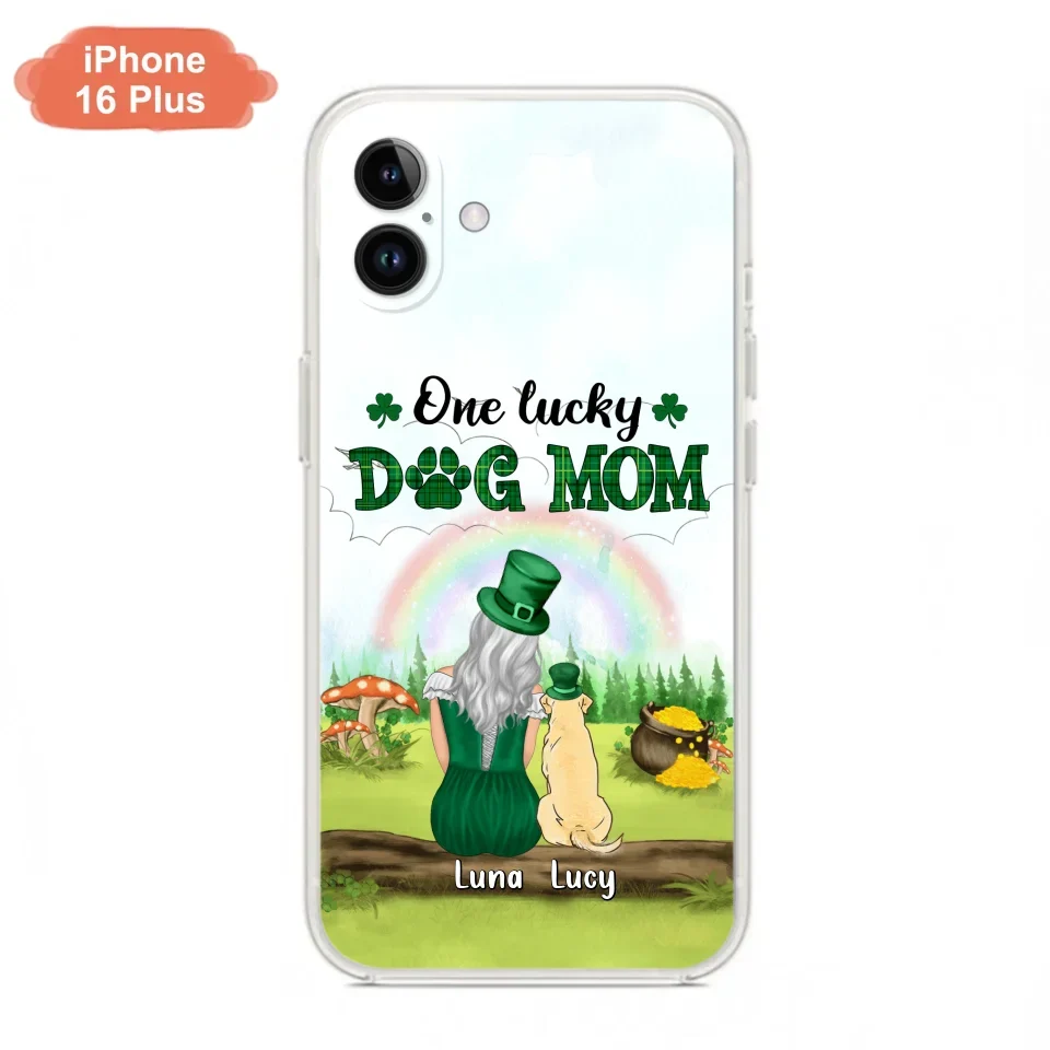 Custom Personalized Dog Mom Phone Case - Upto 4 Dogs - St. Patrick's Day Gift Idea For Dog Lover - Case For iPhone/Samsung