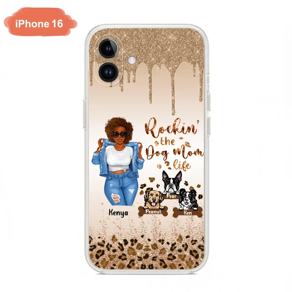 Custom Personalized Dog Mom Phone Case - Up to 3 Dogs - Rockin' The Dog mom Life