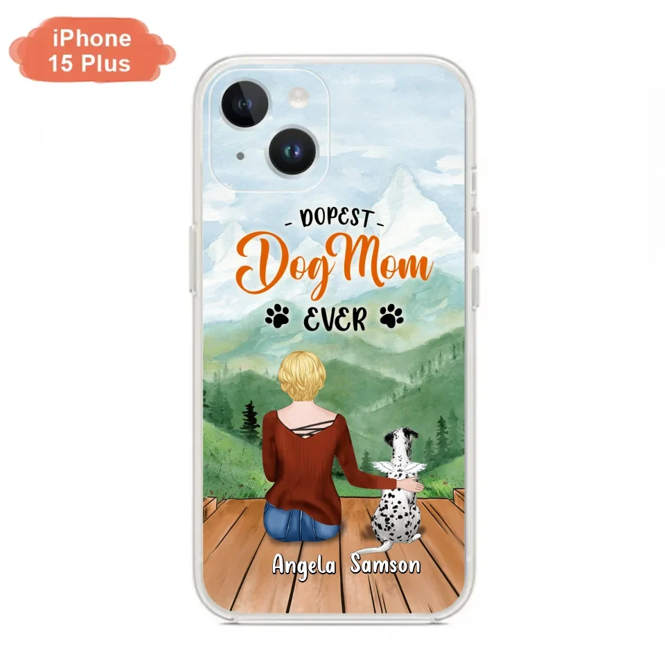 Custom Personalized Dog Mom Phone Case - Upto 5 Dogs - Gift Idea For Dog Lovers  - Dopest Dog Mom Ever - Case For iPhone/Samsung