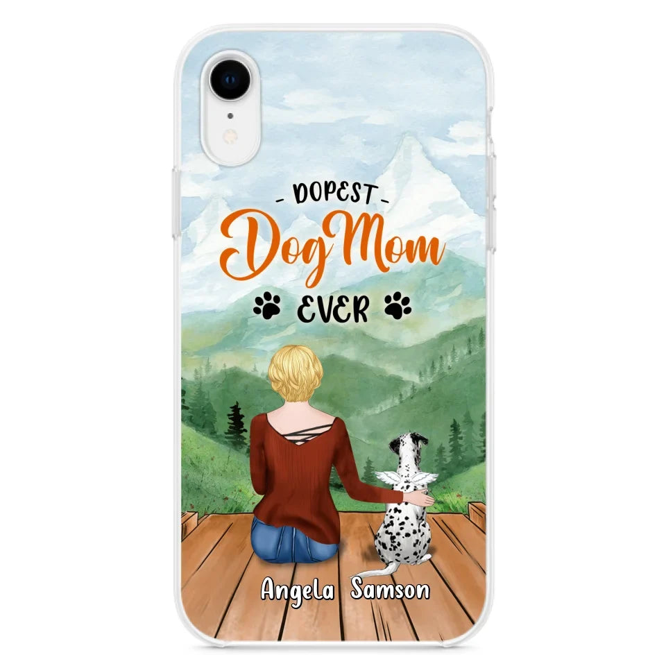 Custom Personalized Dog Mom Phone Case - Upto 5 Dogs - Gift Idea For Dog Lovers  - Dopest Dog Mom Ever - Case For iPhone/Samsung