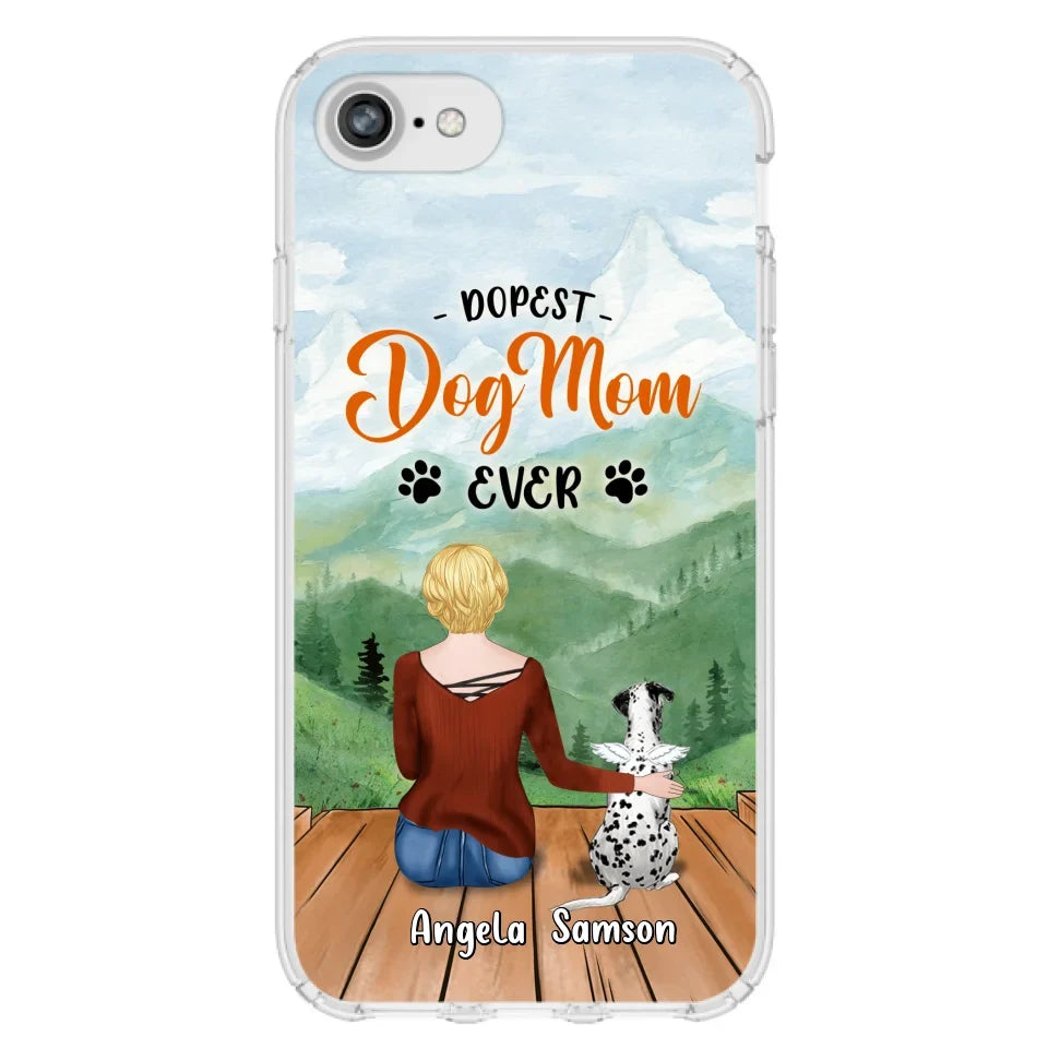 Custom Personalized Dog Mom Phone Case - Upto 5 Dogs - Gift Idea For Dog Lovers  - Dopest Dog Mom Ever - Case For iPhone/Samsung