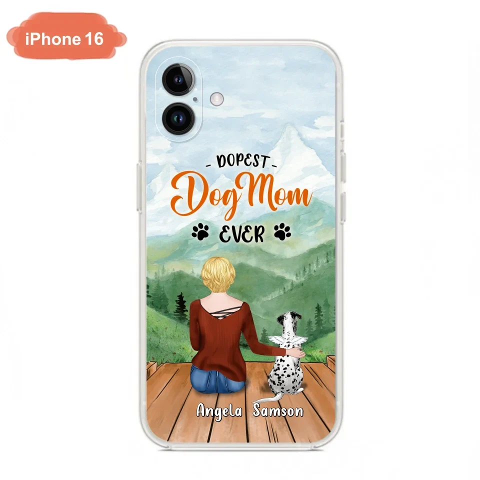 Custom Personalized Dog Mom Phone Case - Upto 5 Dogs - Gift Idea For Dog Lovers  - Dopest Dog Mom Ever - Case For iPhone/Samsung