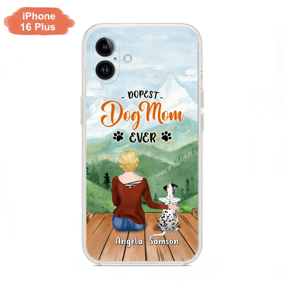 Custom Personalized Dog Mom Phone Case - Upto 5 Dogs - Gift Idea For Dog Lovers  - Dopest Dog Mom Ever - Case For iPhone/Samsung