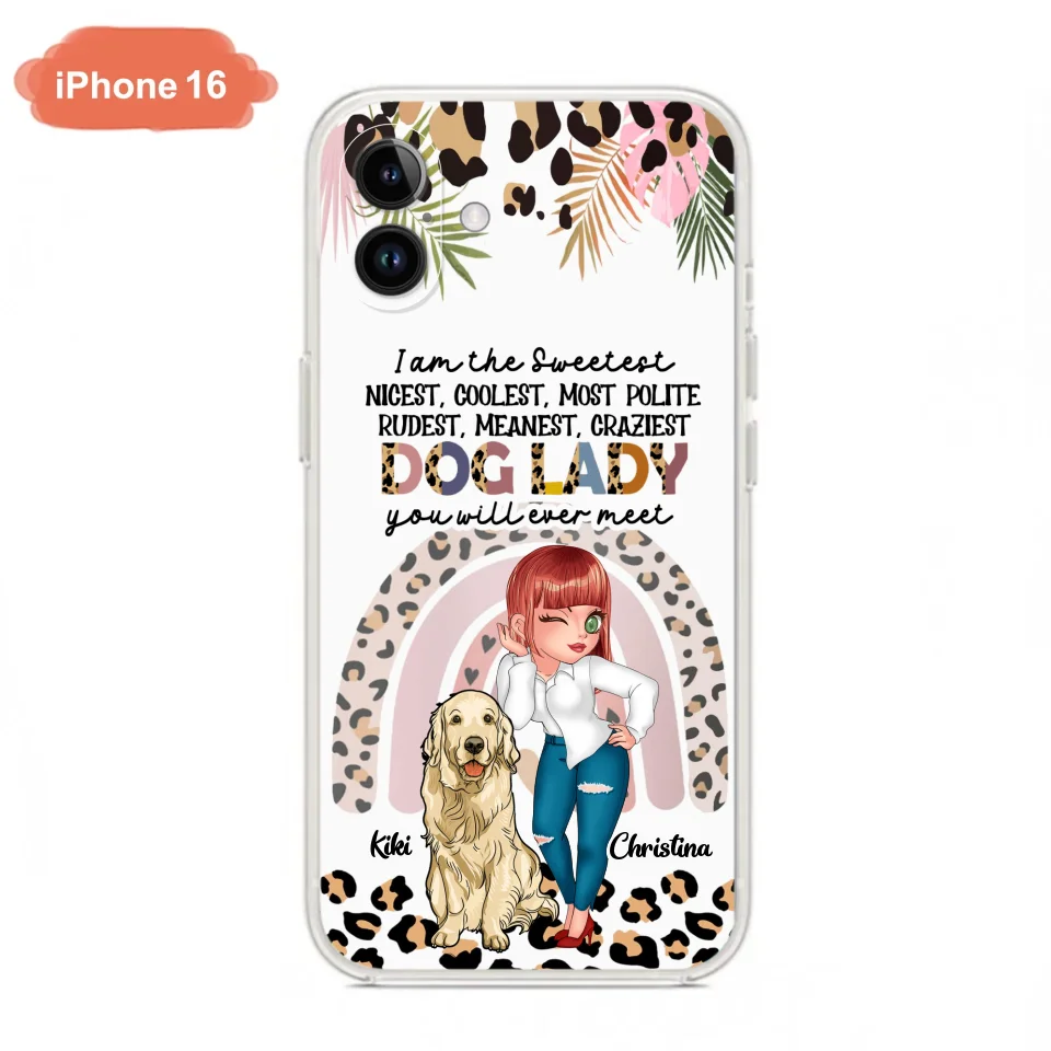 Custom Personalized Dog Mom Chibi Phone Case- Up to 4 Dogs - Gift For Dog Lover - I Am The Craziest Dog Mom - Case For iPhone & Samsung