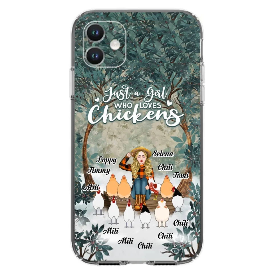 Custom Personalized Just A Girl Who Loves Chickens Phone Case - Girl With Upto 10 Chickens - Case For iPhone And Samsung