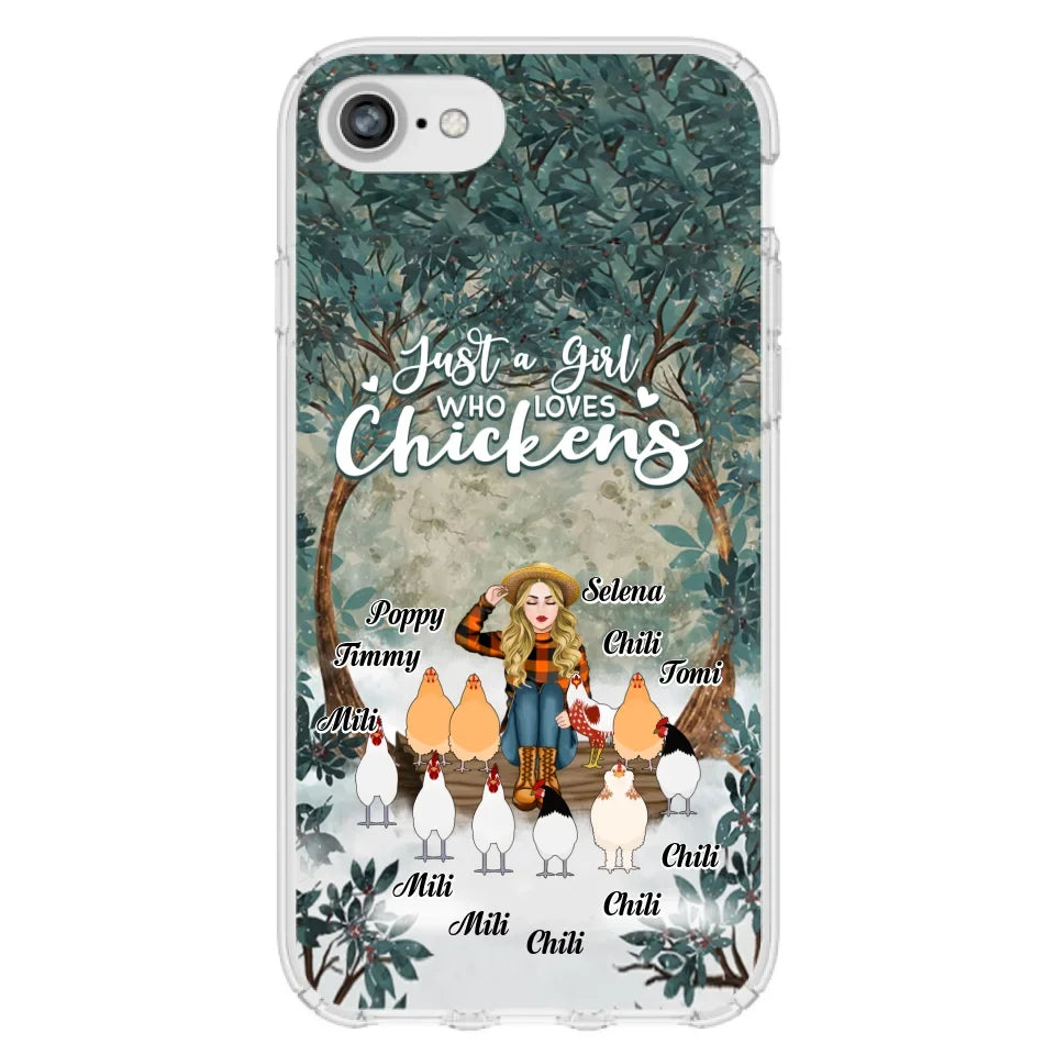 Custom Personalized Just A Girl Who Loves Chickens Phone Case - Girl With Upto 10 Chickens - Case For iPhone And Samsung