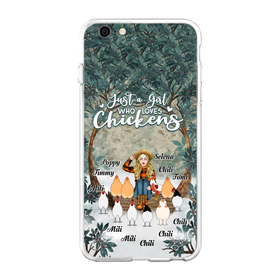 Custom Personalized Just A Girl Who Loves Chickens Phone Case - Girl With Upto 10 Chickens - Case For iPhone And Samsung