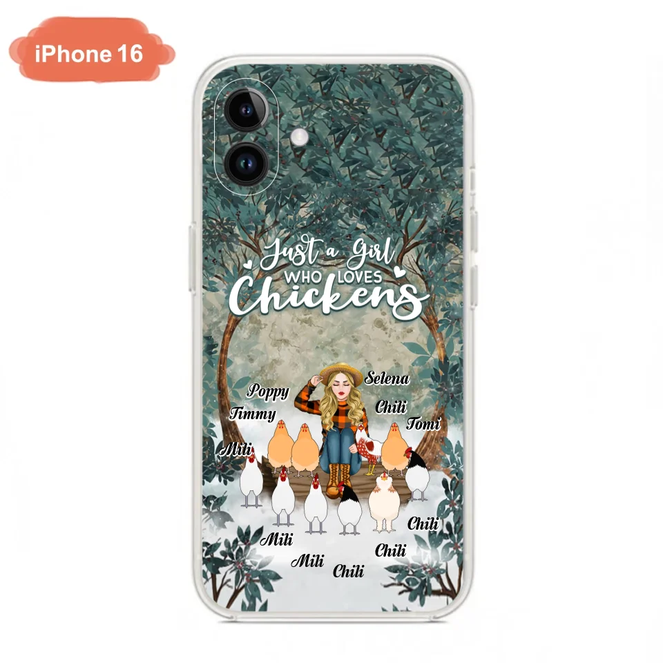 Custom Personalized Just A Girl Who Loves Chickens Phone Case - Girl With Upto 10 Chickens - Case For iPhone And Samsung