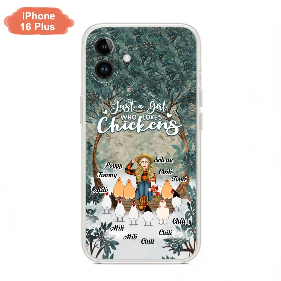 Custom Personalized Just A Girl Who Loves Chickens Phone Case - Girl With Upto 10 Chickens - Case For iPhone And Samsung