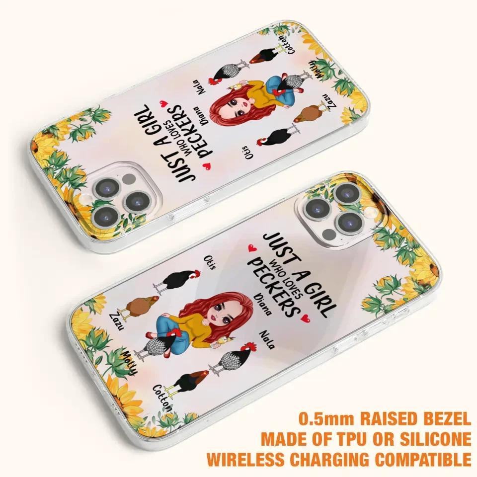 Personalized Chickens Phone Case - Up to 5 Chickens - Just A Girl Who Loves Peckers