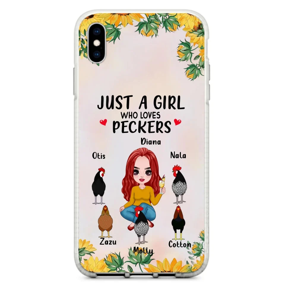 Personalized Chickens Phone Case - Up to 5 Chickens - Just A Girl Who Loves Peckers