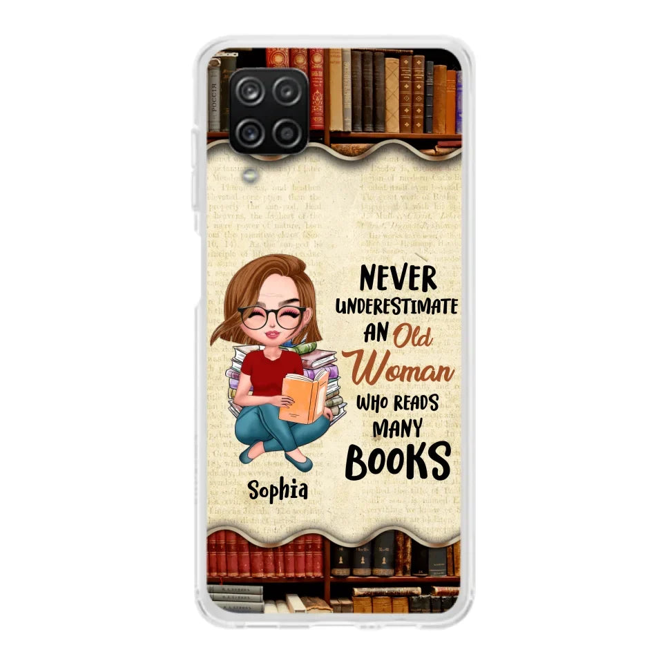 Custom Personalized Old Woman Books Phone Case -  Gift Idea For Books Lover - Case For iPhone And Samsung