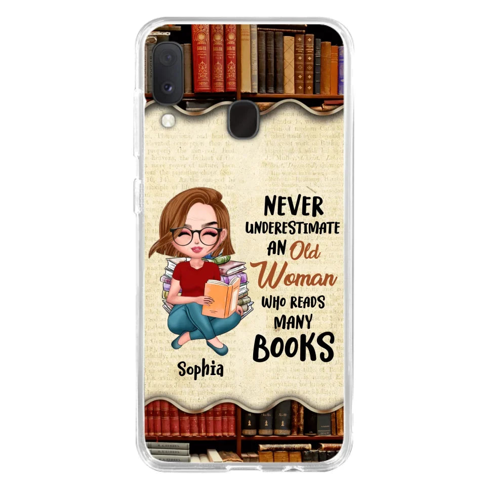 Custom Personalized Old Woman Books Phone Case -  Gift Idea For Books Lover - Case For iPhone And Samsung