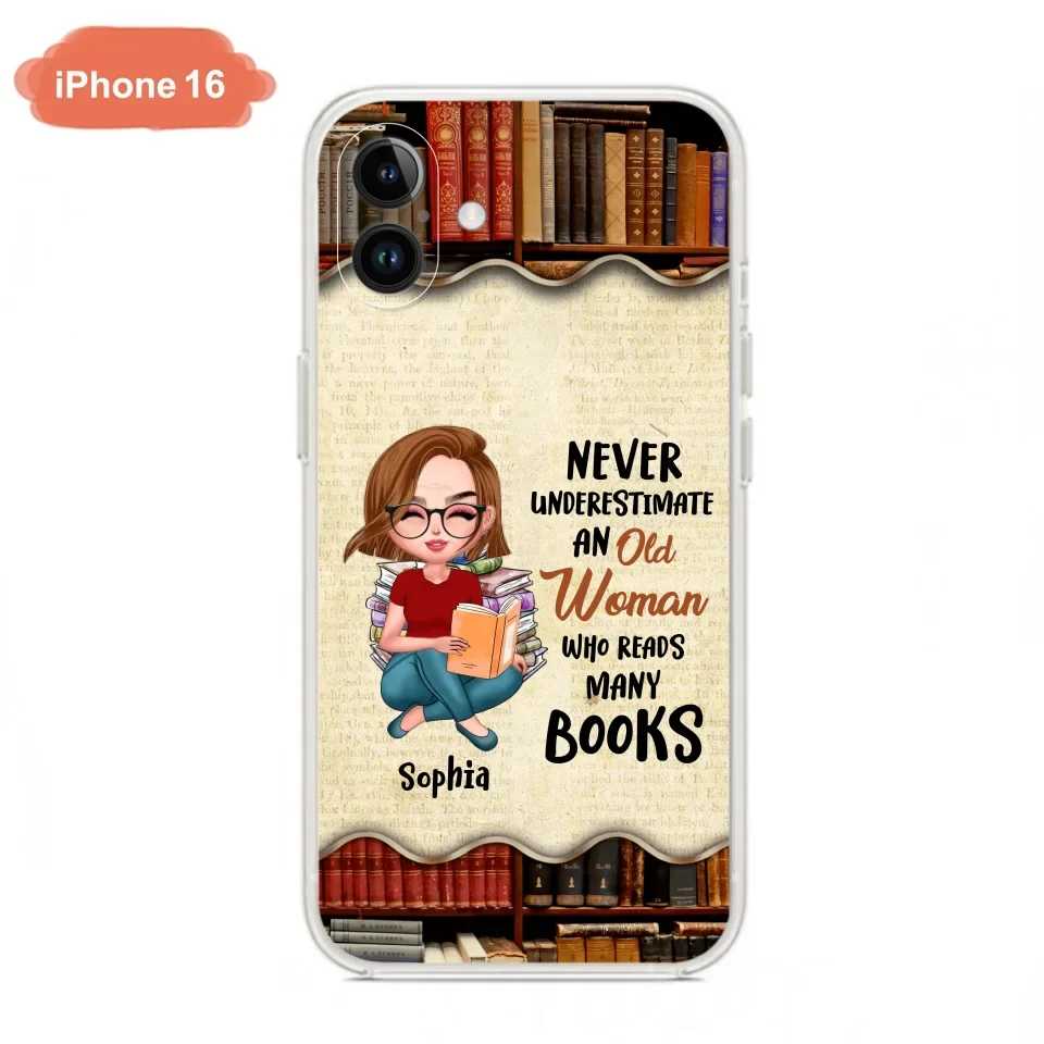 Custom Personalized Old Woman Books Phone Case -  Gift Idea For Books Lover - Case For iPhone And Samsung