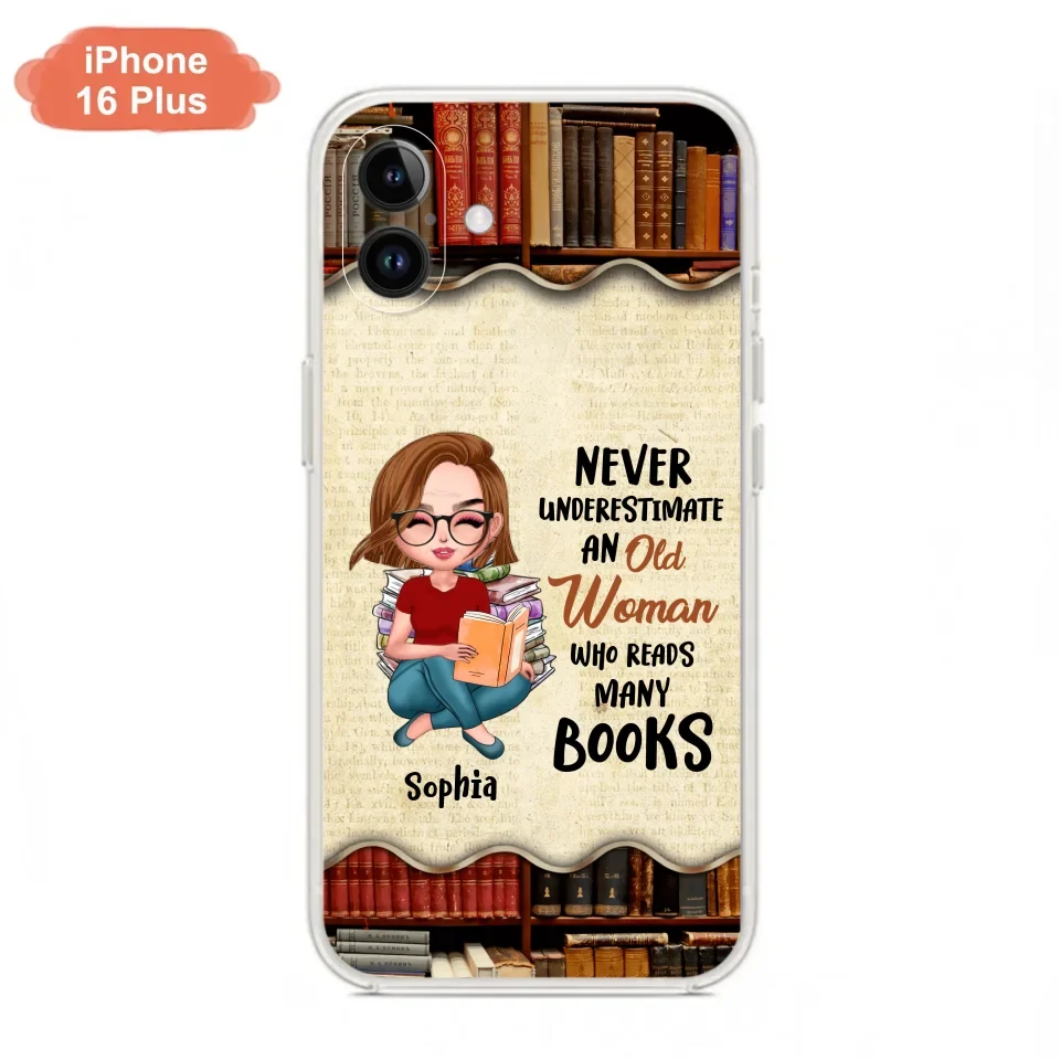 Custom Personalized Old Woman Books Phone Case -  Gift Idea For Books Lover - Case For iPhone And Samsung