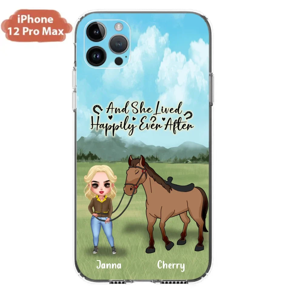 Custom Personalized Horse Girl Chibi iPhone and Samsung Cases - Gift For Horse Lovers - And She Lived Happily Ever After