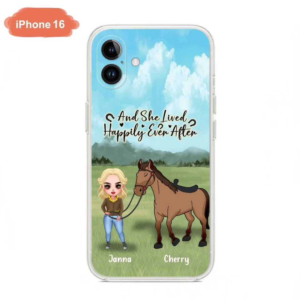 Custom Personalized Horse Girl Chibi iPhone and Samsung Cases - Gift For Horse Lovers - And She Lived Happily Ever After