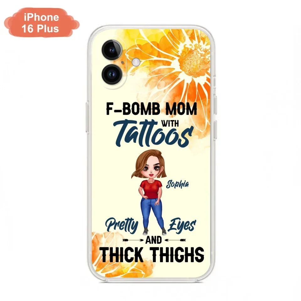 Custom Personalized F-Mom Phone Case for iPhone and Samsung - F-Bomb Mom with Tattoos