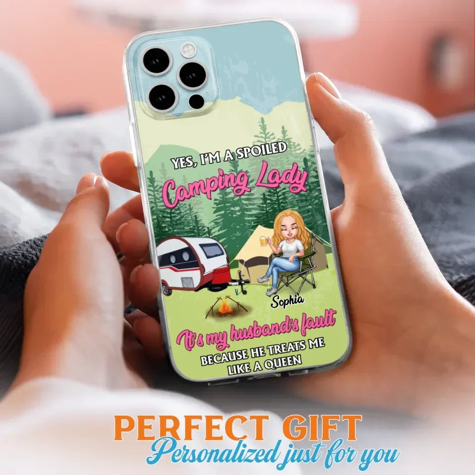 Custom Personalized Camping Lady Phone Case -  Gift Idea For Camping Lovers - Cases For iPhone/Samsung