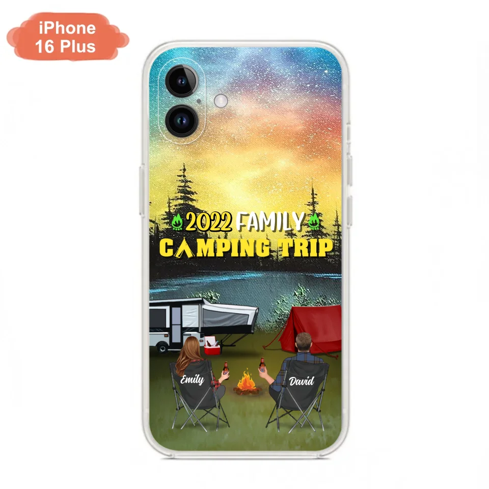 Custom Personalized Family Camping Trip Phone Case - Couple/ Single Parent/ Parents With Upto 2 Kids And 3 Pets - Gift Idea For Whole Family/ Camping Lover - Case For iPhone And Samsung
