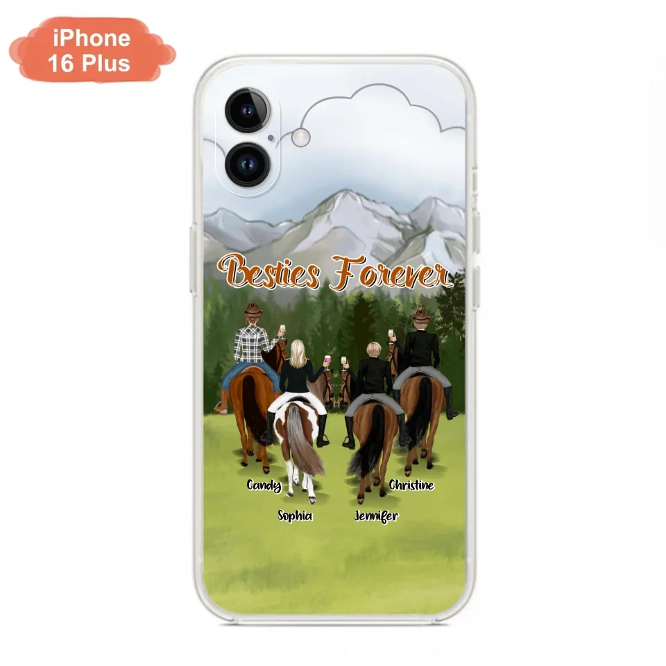 Custom Personalized Riding Horse Friends iPhone/Samsung Cases - Gift for Besties, Horse Lovers - Up to 4 Besties - Besties Forever