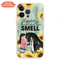 Custom Personalized Horse Girl Phone Case - Up to 3 Horses - Gift Idea for Horse Lover - Happiness Does Have A Smell - Case for iPhone/Samsung