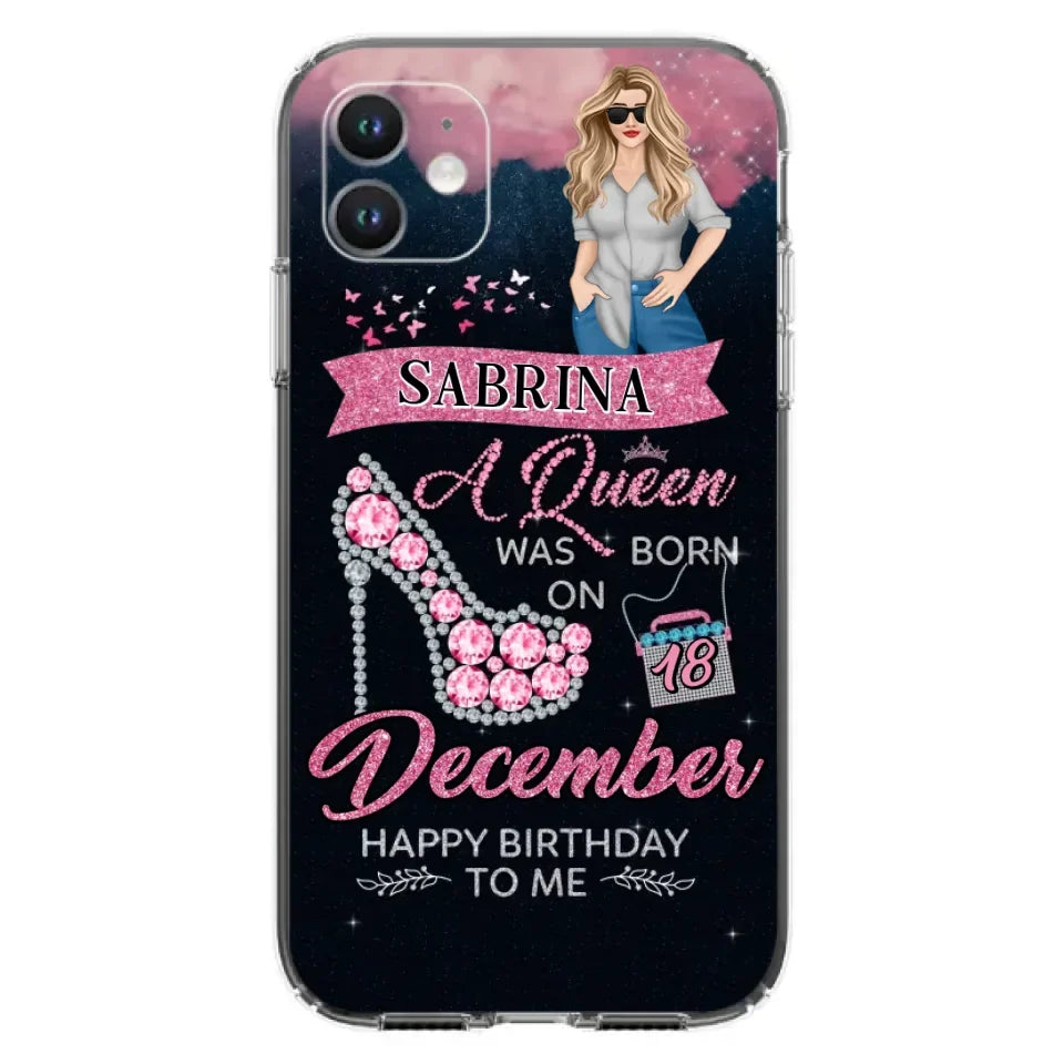 Custom Personalized Birthday Queen Phone Case - Gift Idea For Friends/Birthday - A Queen Was Born - Case for iPhone/Samsung