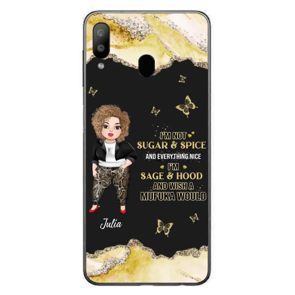 Custom Personalized Chubby Girl Phone Case for iPhone/ Samsung - Gift Idea For Friends/ Birthday - I'm Sage & Hood And Wish A Mufuka Would