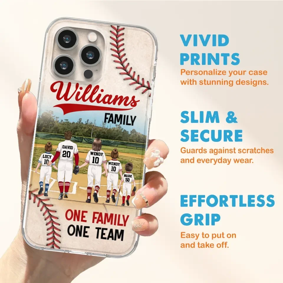 Personalized Baseball Family Phone Case - Up to 3 Children - Valentine's Day/Birthday/Anniversary Gift For Husband & Wife - One Family One Team - Case for iPhone/Samsung