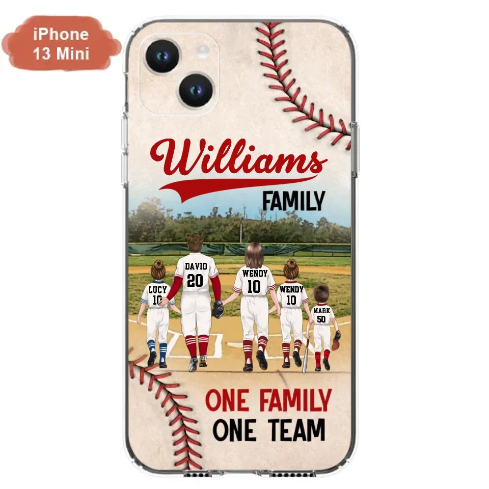 Personalized Baseball Family Phone Case - Up to 3 Children - Valentine's Day/Birthday/Anniversary Gift For Husband & Wife - One Family One Team - Case for iPhone/Samsung