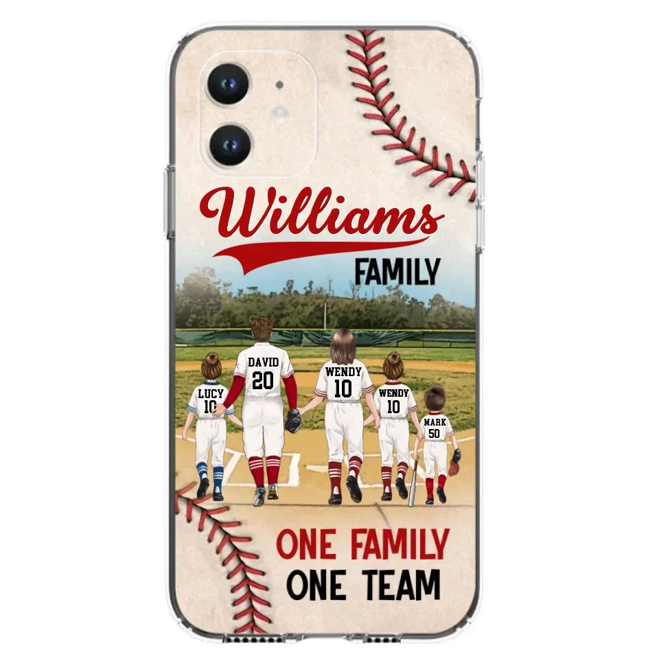 Personalized Baseball Family Phone Case - Up to 3 Children - Valentine's Day/Birthday/Anniversary Gift For Husband & Wife - One Family One Team - Case for iPhone/Samsung