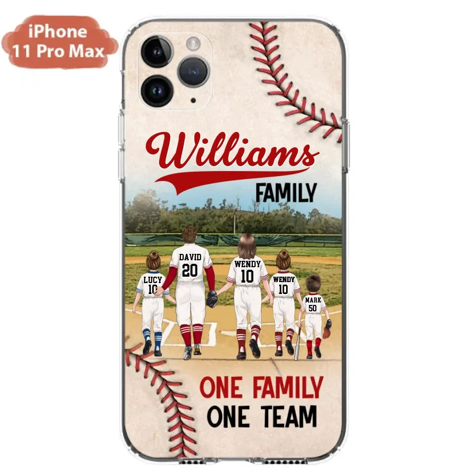 Personalized Baseball Family Phone Case - Up to 3 Children - Valentine's Day/Birthday/Anniversary Gift For Husband & Wife - One Family One Team - Case for iPhone/Samsung
