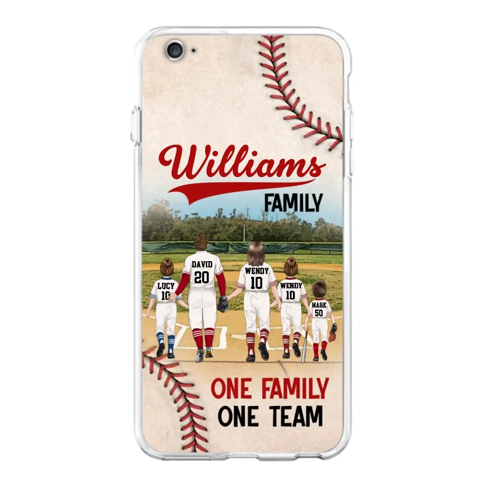 Personalized Baseball Family Phone Case - Up to 3 Children - Valentine's Day/Birthday/Anniversary Gift For Husband & Wife - One Family One Team - Case for iPhone/Samsung