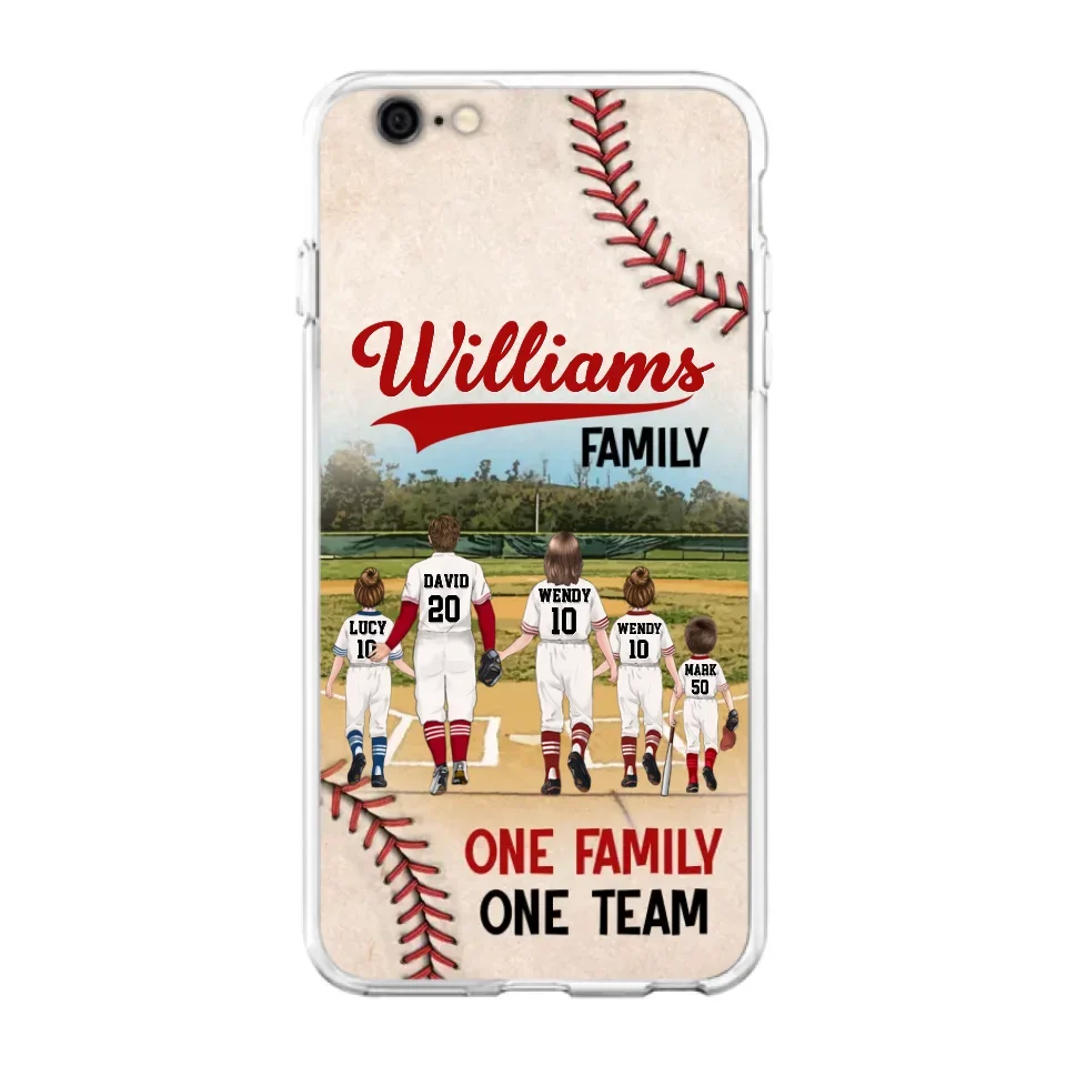 Personalized Baseball Family Phone Case - Up to 3 Children - Valentine's Day/Birthday/Anniversary Gift For Husband & Wife - One Family One Team - Case for iPhone/Samsung