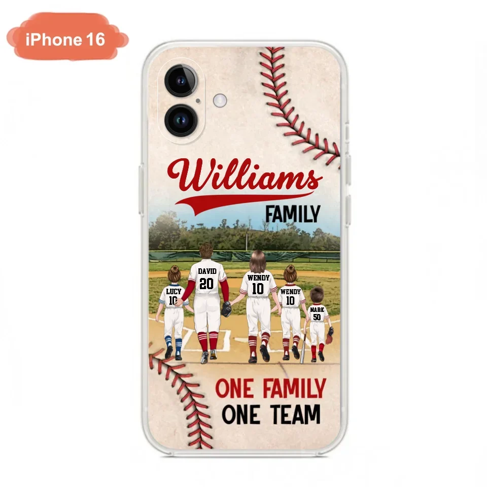 Personalized Baseball Family Phone Case - Up to 3 Children - Valentine's Day/Birthday/Anniversary Gift For Husband & Wife - One Family One Team - Case for iPhone/Samsung