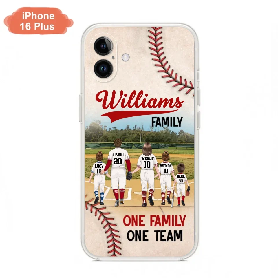 Personalized Baseball Family Phone Case - Up to 3 Children - Valentine's Day/Birthday/Anniversary Gift For Husband & Wife - One Family One Team - Case for iPhone/Samsung