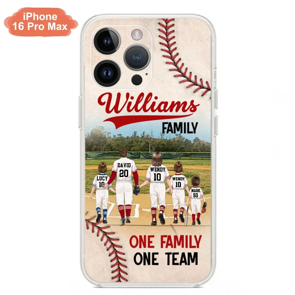 Personalized Baseball Family Phone Case - Up to 3 Children - Valentine's Day/Birthday/Anniversary Gift For Husband & Wife - One Family One Team - Case for iPhone/Samsung