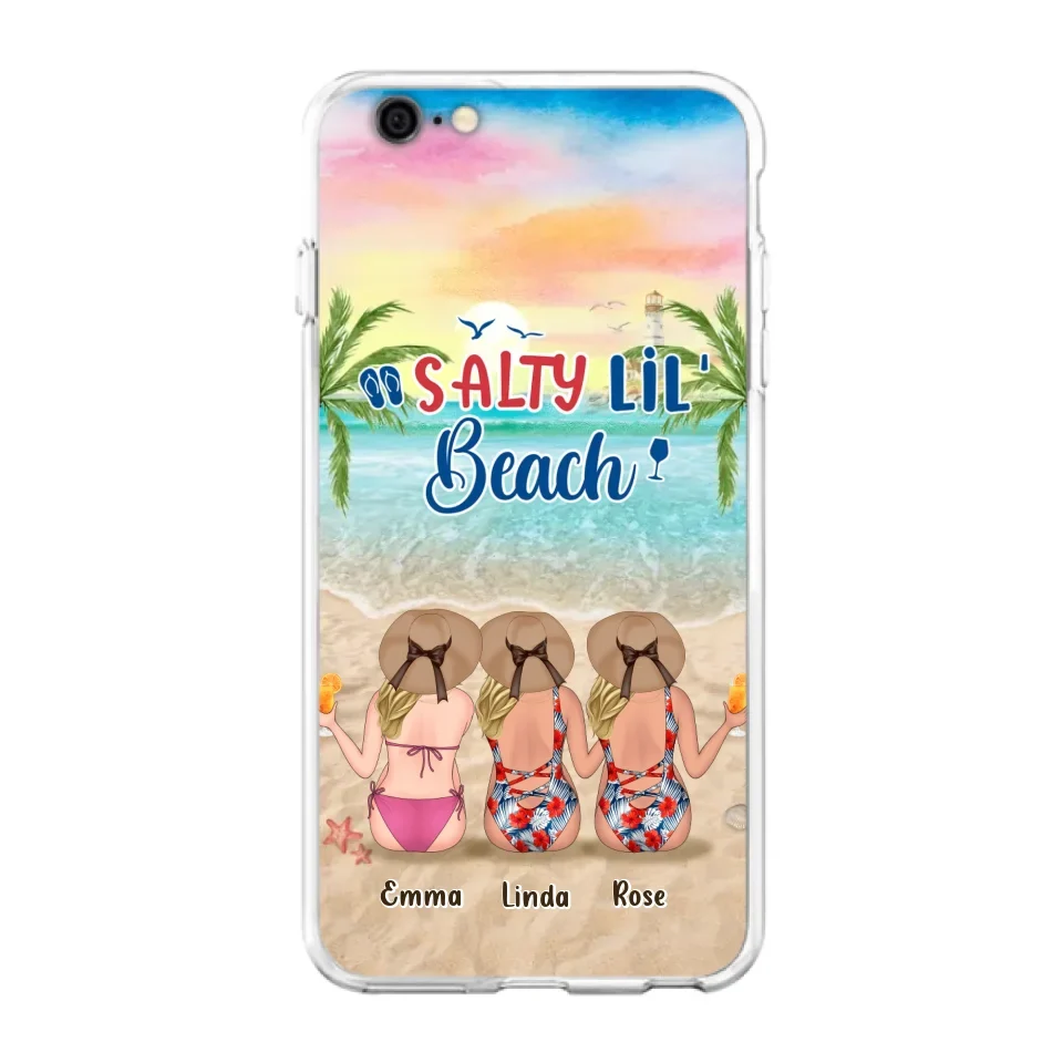 Personalized Beach Girls Phone Case - Up to 3 Girls - Gift Idea For Friends/Sisters - Salty Lil' Beach - Case For iPhone And Samsung