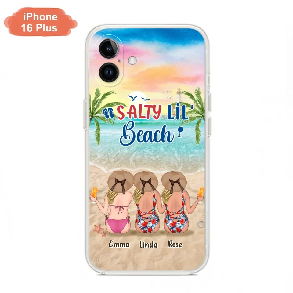 Personalized Beach Girls Phone Case - Up to 3 Girls - Gift Idea For Friends/Sisters - Salty Lil' Beach - Case For iPhone And Samsung